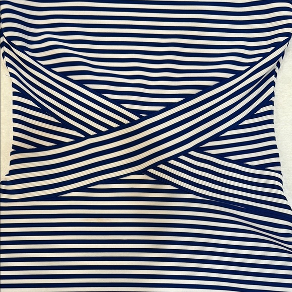 TRULLI Blue and White Sleeveless Fit and Flare Midi Dress Size M - Picture 4 of 12
